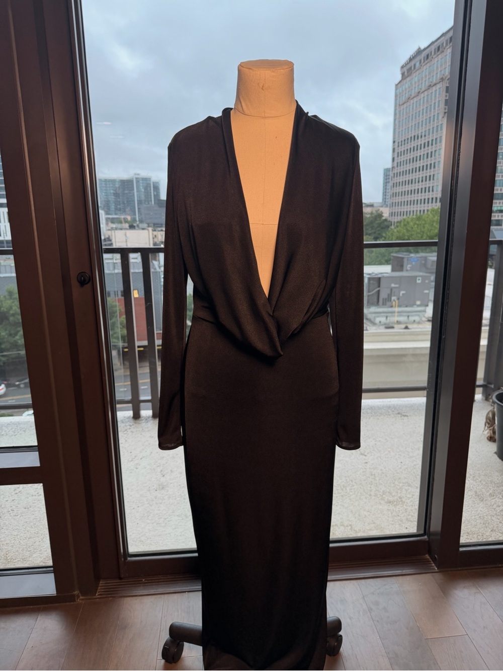 House of CB Saskia Black Draped Maxi Dress